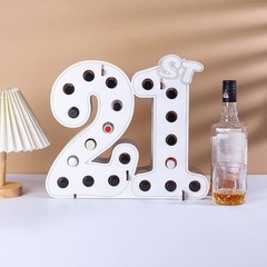 21st Decorations for Her Wooden Centerpieces for Tables, 21 Mini Liquor Bottl…