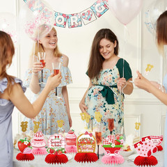 Strawberry Baby Shower Decorations, 12PCS Berry Sweet Honeycomb Centerpieces