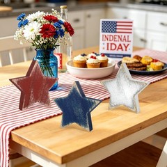 Charming Retro Wooden Star Decorations (Set of 6) for Independence Day & Beyond