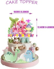 Dinosaur Birthday Party Decorations Supplies 30 Pcs with Dino Theme for Girls