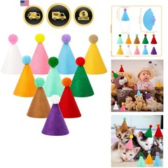 10 Pcs Colorful Mini Party Hats for Stuffed Animals Lovely Paper Cone Birthda…