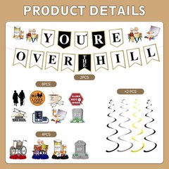 Over the Hill Birthday Decorations – 14 Pcs over the Hill Banner Honeycomb Cente