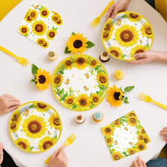297pcs Sunflower Birthday Decorations-Serves 25, All-in-one Sunflower Party Deco