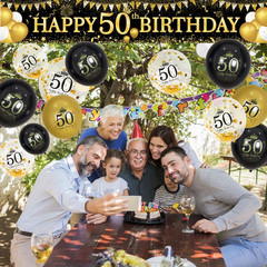 50th Birthday Decorations – Black Gold 50th Birthday Banner and Balloons for …
