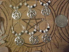 Pentagram Wine Glass Charms Wicca Party Celebration Black White Decoration