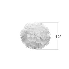 12 PCS 12 Inch White Tissue Pom Poms DIY Hanging Paper Flowers Party Decor