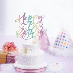 color flash Happy 7th birthday Cake Topper Boys and girls Happy birthday Cake…