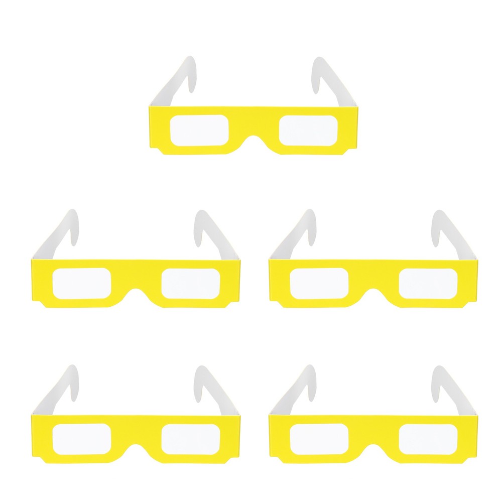 5 Pack 3D Diffraction Glasses Firework Diffraction Grating Yellow