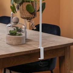 Over Table Hanging Rack Rail Pole White Steel Clamp W211.5cm