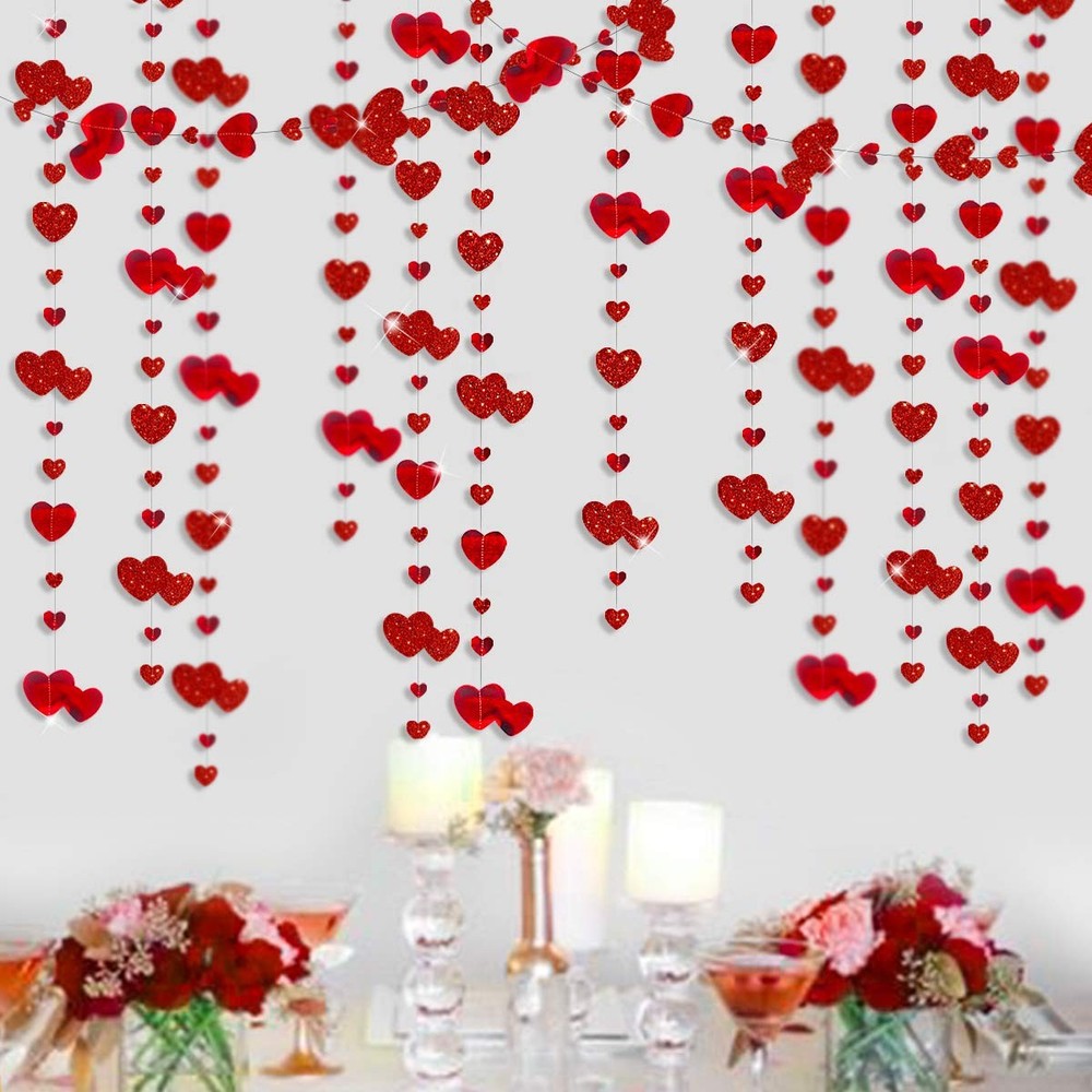 52Ft Valentines Day Party Decorations Red Heart 4 Count (Pack of 1),