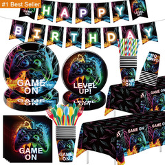 Video Game Birthday Decorations, Game on Birthday Party Supplies, Paper Plate, N