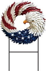 Vibrant Red White Blue Eagle Yard Sign – Perfect for Independence Day Decor