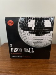 Visual Effects Disco Ball with Hanging Hook Silver Mirror 8″ Round Celebration