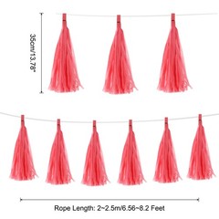 20Pcs Light Red Tassel Garland Banner with Rope