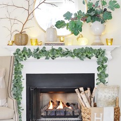 2 Pack Artificial Eucalyptus Garlands – 6ft Greenery 6 feet, Green White