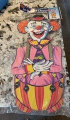 Vtg 90s Beistle Jointed Die Cut Clown Halloween Hanging Decoration 35” NEW NOS