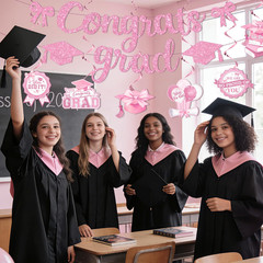 Pink Graduation Decorations – Bow Themed Congrats Grad Banner and Class of 2026