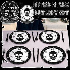 Gothic Birthday Decorations 210 Pcs Tabbed Party Kit Gothic Halloween Happy