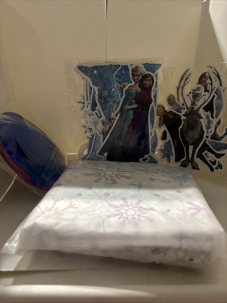 Frozen Birthday Party Table Decor And Birthday Banner, 12 Plastic Tablecloths