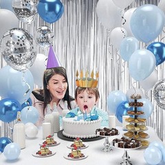 Elegant Silver Tinsel Fringe Backdrop – Perfect for Weddings & Birthdays, 2 Pcs