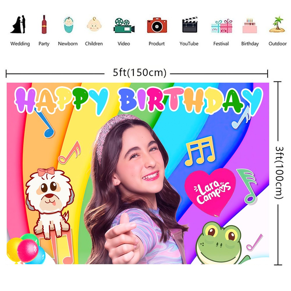 Lara Campos Party Supplies Backdrop Banner Background Vinyl Birthday Gift