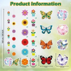 Butterfly Flower Decorations – 8 Pack Spring Flower Butterfly Hanging Party D…