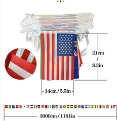 100 Countries String Flag Bunting Pennant Banner 82 Feet International