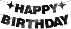 Black Happy Birthday Banner for Birthday Party Decorations Supplies