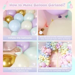 Rainbow Balloon Garland Kit 181Pcs Macaron Easter Balloon Arch Kit, Pastel