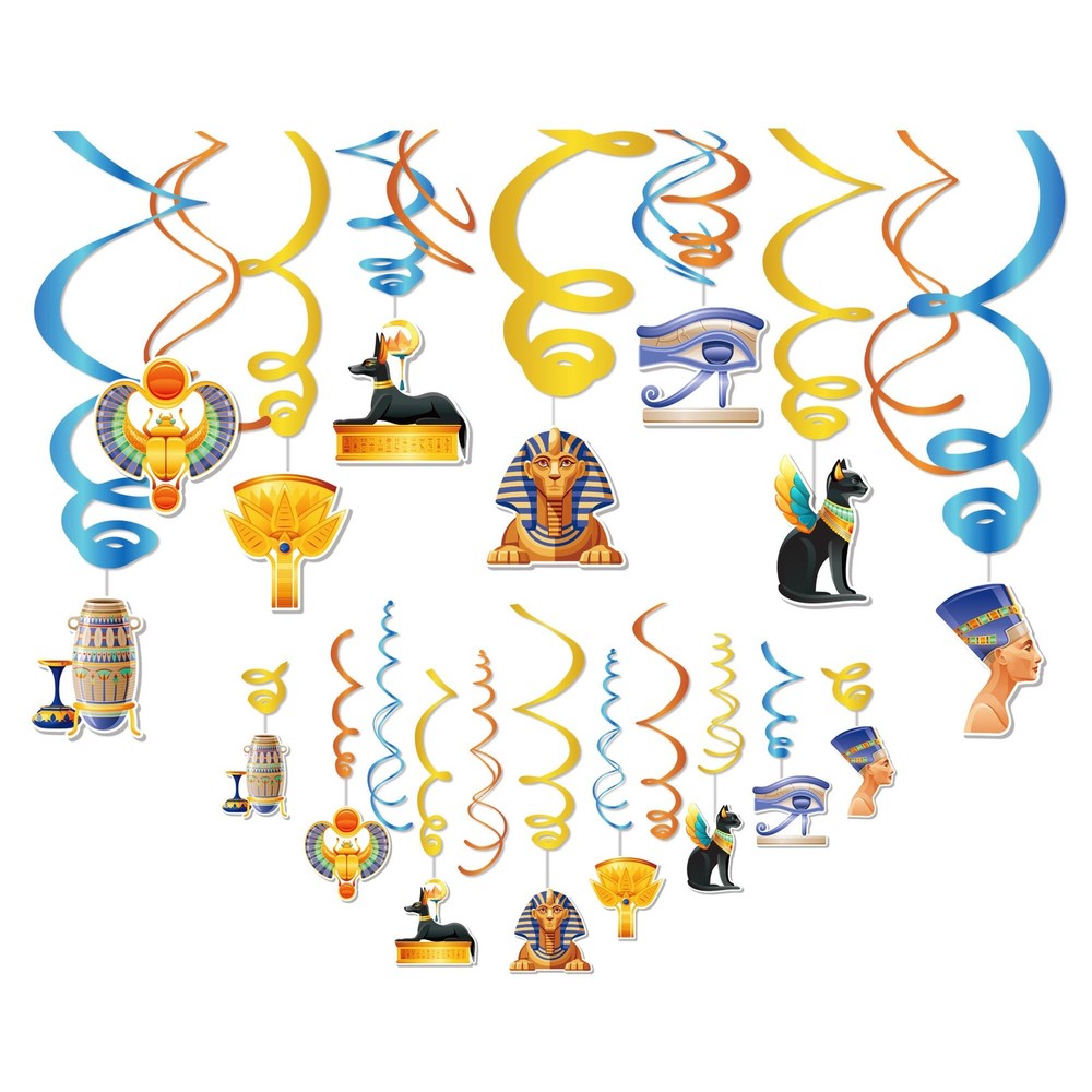30 PCS Ancient Egyptian Hanging Swirl Decoration Egypt Theme Party Boy Girl