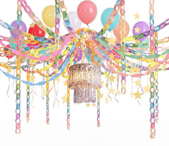 Blueweenly 8Pcs Princess Party Decor Set Macaron Garland & Star Fringe