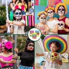 JUNEBRUSHS 42pcs Mexican Fiesta Silicone Bracelets Cactus Guitar Hat Rubber