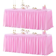 Party Talk 2-Packs Pink Polyester Fitted Tablecloths for 6ft Rectangle Tables