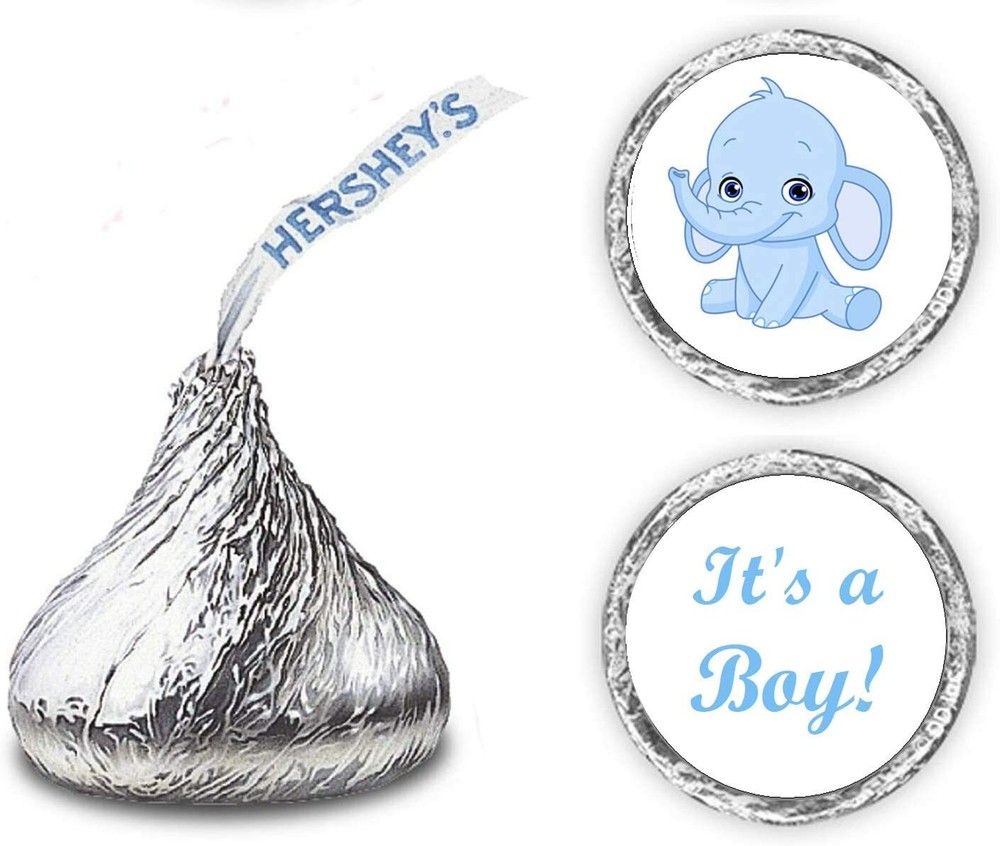 RokAPary 324 Blue Elephant Its a Boy Baby Shower Favors Stickers for Baby Shower