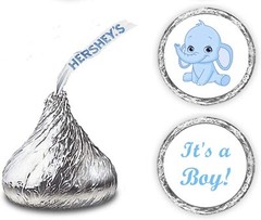 RokAPary 324 Blue Elephant Its a Boy Baby Shower Favors Stickers for Baby Shower