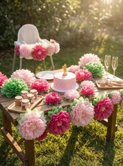 Pink Flower Wedding Centerpiece Party Backdrop Nursery Room Wall Home Decorat…
