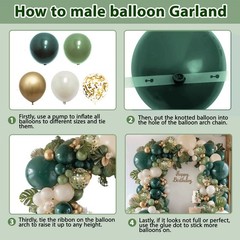 Emerald Green White Gold Balloons Arch Kit,Double Stuffed Dark Green Sage Oli…