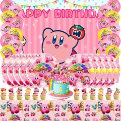 Kirby Party Supplies Birthday Decoration Set Plates Balloons Banner 5x3ft