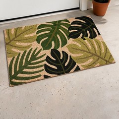 Coconut Coir Mat with Tropical Aesthetic Non Slip for Indoor Outdoor Use