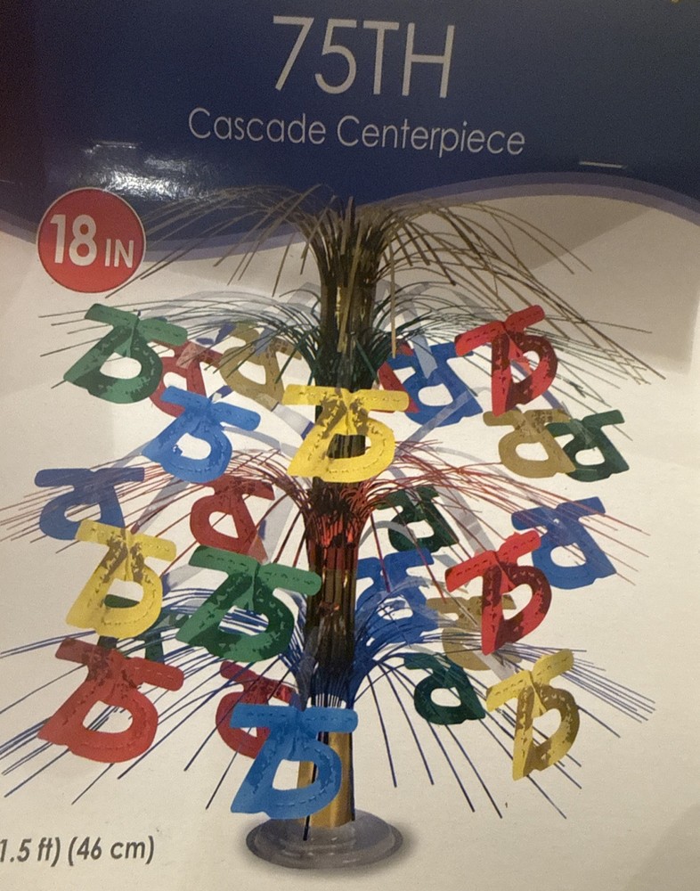 75th Birthday Cascade Centerpiece 18″ Foil Anniversary Party Decoration. NEW
