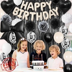 Adorely Black Bow Birthday Decorations