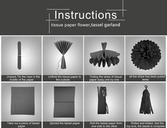 Silver Black Gold Party Decorations – 23pcs Tissue Paper Flowers Pom Poms Tassel