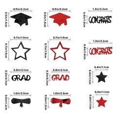 2000 PCS Black Red Graduation Confetti 2.1 Oz Class 2026 Table Grad Decor