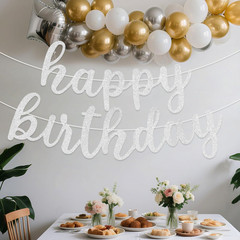 Glitter Happy Birthday Banner Sign Wall Door Banners for Women Men Boys Girls Bi