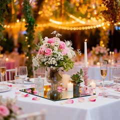 6 PCS Square Mirrors Centerpieces Tables 8″ Acrylic Tray Candle Plates