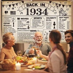 91st Birthday Party Decorations, Vintage Back in 1934 Banner 91st Birthday Party