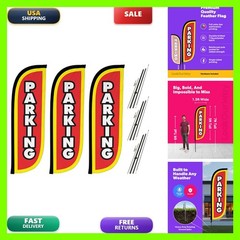 Lookourway Feather Flag Pole Kit 3-Pack Bundle – 7Ft Tall Advertising Banners