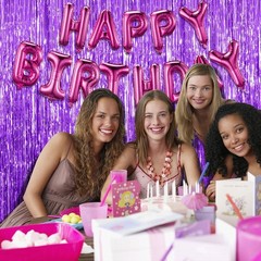 2 Pack Purple Backdrop Tinsel Streamers Foil Fringe Backdrop Halloween Party …