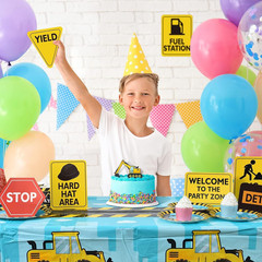 Construction Party Decorations – 12 PCS Construction Birthday Party Supplies For