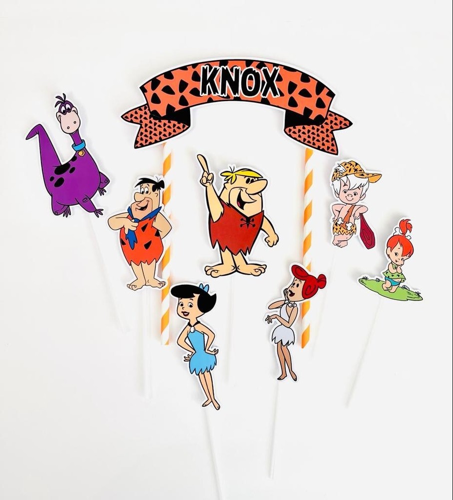 Personalized The Flintstones Themed Cake Topper